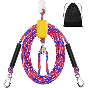 Heavy Duty Self-Centering Floating Boat Tow Rope Harness, Fits 1-4 Riders, for Tubing, Towable Tubes & Water Sports (Sunset Red)