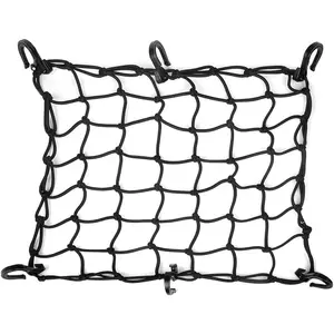 15"x15" Motorcycle Cargo Net Stretches to 30"x30" with 6 Hooks 2''x2'' Mesh for Motorcycle Motorbike Bikes