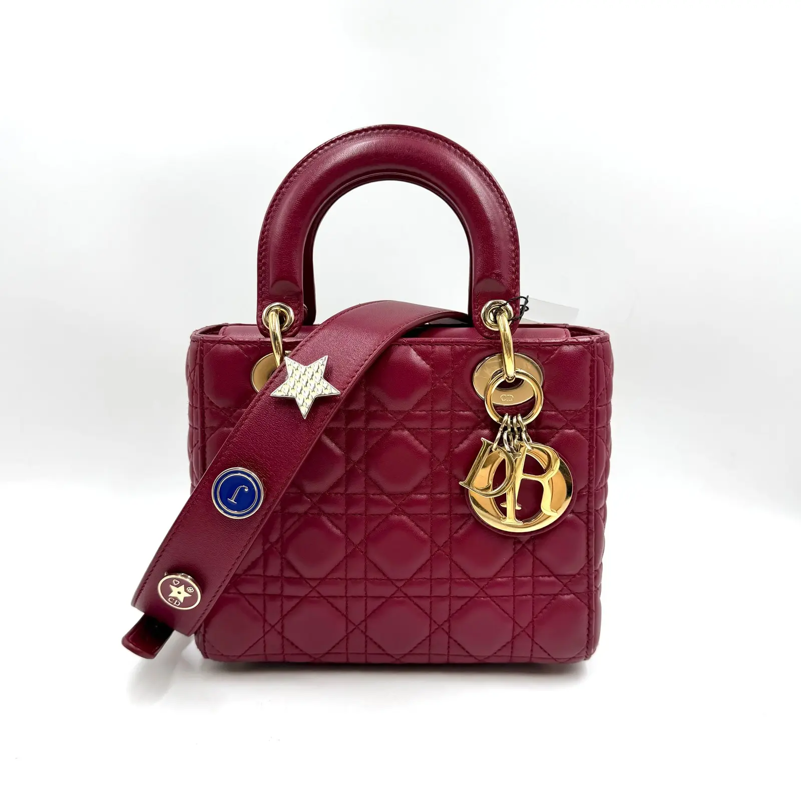 Pre-owned Dior AS SHOWN Clutches & Wristlets HZ 3126 Lady lambskin iconic badge handbag 26.04.10