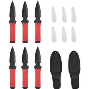 VEVOR Throwing Knives Set, 6 Pack, 8.9 inch Stainless Steel Well-balanced Knives with Protective Black Nylon Sheath, Ideal Companion for Throwing Products Axes, Sturdy for Recreation and Competition