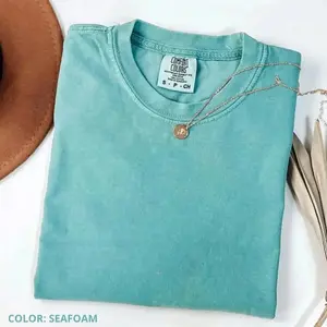 Comfort Colors Unisex Garment Dyed Blank T-Shirt, Vintage Washed Heavyweight Cotton Tee, Relaxed Fit Minimalist Plain Solid Color Shirt