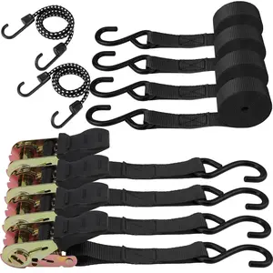 HORUSDY Ratchet Straps, 2,200 LB Break Strength, 4-Pack 15FT Ratchet Tie Down Straps Set for Motorcycle Straps Tie Downs, Appliances, Lawn Equipment, Cargo Straps for Trucks.