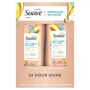 Suave Professionals Moroccan Oil Infusion Shampoo & Conditioner Set, Shine Enhancing, 18 Fl Oz, 2 Pack Suave Brands Company LLC
