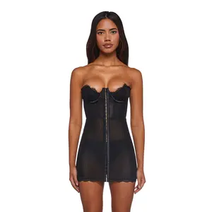 Captivating Gazes Slip Dress - Black