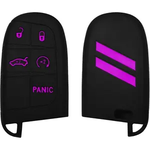 Silicone Key Fob Cover Protector 5 Buttons Keyless Fit for Dodge Accessories Key Shell for Challenger Charger Durango Journey Dart (1 Pack)