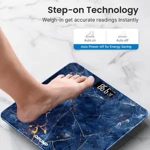 OPUMP Dark Blue Smart LED Bathroom Scale – Accurate 400 lbs Digital Scale with Auto On/Off & Unit Switch (KG/LB/ST)