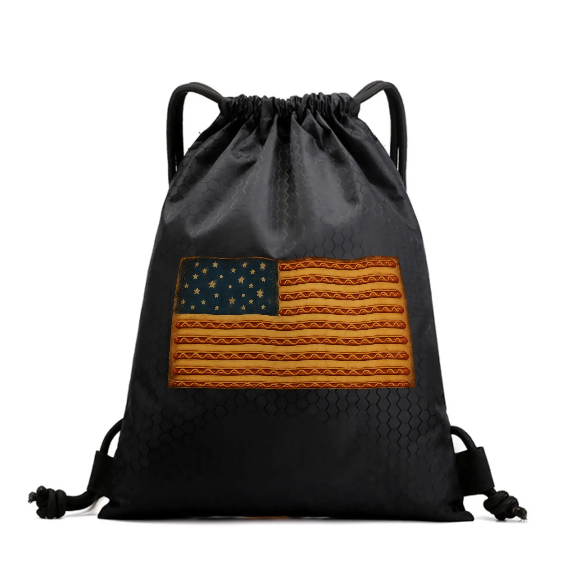 American Flag Drawstring Backpack, Funny Vintage USA Stripes Graphic Draw String Bag, Lightweight Sports Gym Sack, Casual Sackpack for 4th of July, Beach, Travel, Workout & Daily Outdoor Use
