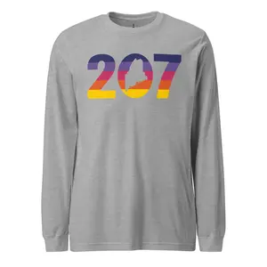 207 Maine Area Code Electric 80's Stripe Long Sleeve Tee