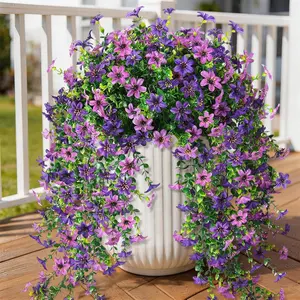 6/12-Pack Faux Hanging Dendrobium Orchid in Purple, Lifelike Trailing Plant with Bright & Long-Lasting Color, Spring/Summer Indoor & Outdoor Decor for Garden and Window Sill. SummerVibes