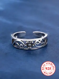 S925 Sterling Silver Hollow Out Flower Design Toe Ring, Fashionable Toe Ring for Women & Girls, Trendy All-match & Exquisite Jewelry for Birthday Gift, with Box, Elegant Everyday Ring