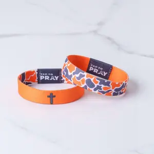 Tap To Pray® Wristband – Team Camo - Orange & Grey