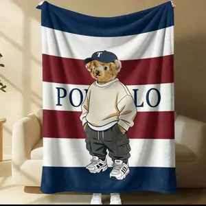 Bear printed pattern blanket, Cozy Throw Blanket, Soft Cozy Blanket, suitable for all seasons, suitable for beds, sofas, cars, room decorations, and gifts, suitable for children or adults