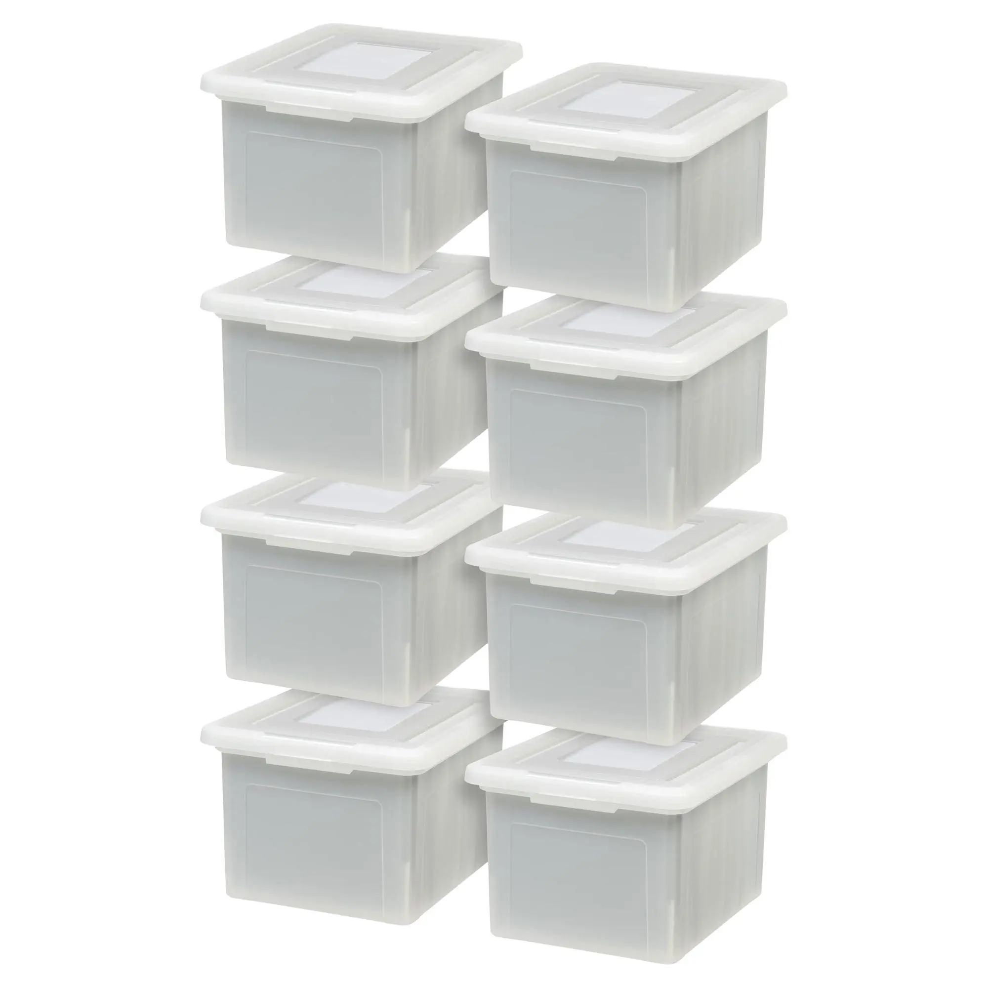 IRIS USA 8 Pack Plastic Organizer with Lids for Letter/Legal File, 35 Qt, Pearl