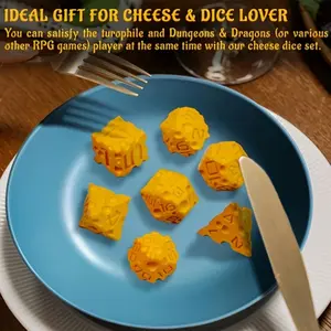 Multi-Sided Food Theme, Perfect for Dungeons & Dragons, Pathfinder, Tabletop Rpgs, Mtg, Game,3D Printing Dnd Cheese Dice Set of 7.