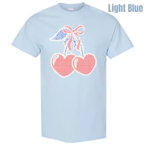 Gingham Heart Cherries Gildan Short Sleeve T-Shirt 'NLB'