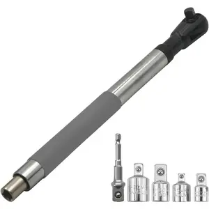 Offset Extension Wrench for Electric Drill,  Wrench Extender Set for Socket Sets, 1/2-Inch Electric Drill Adapter, 4 Conversion Adapters, Slim Design for Tight Spaces