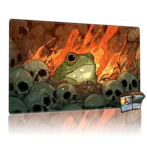 Mtg/tcg Game Mat, Magic Frog & Skull Forest Fire Theme, 14x24 Inch Anti-Slip Wear-Resistant Easy Clean, Multi-Purpose Table Pad, Gaming Mouse Pads