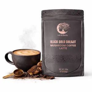 Life & Earth Black Gold Shilajit Mushroom Coffee Latte - 180g - Premium Arabica Instant Coffee with Adaptogens for Focus & Immune Support