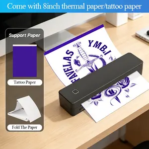 A4 Portable Thermal Printer, Bluetooth-compatible Wireless, No Ink, Compatible with PC, Phone, Tablet, Ideal for Tattoo Templates & Daily Documents