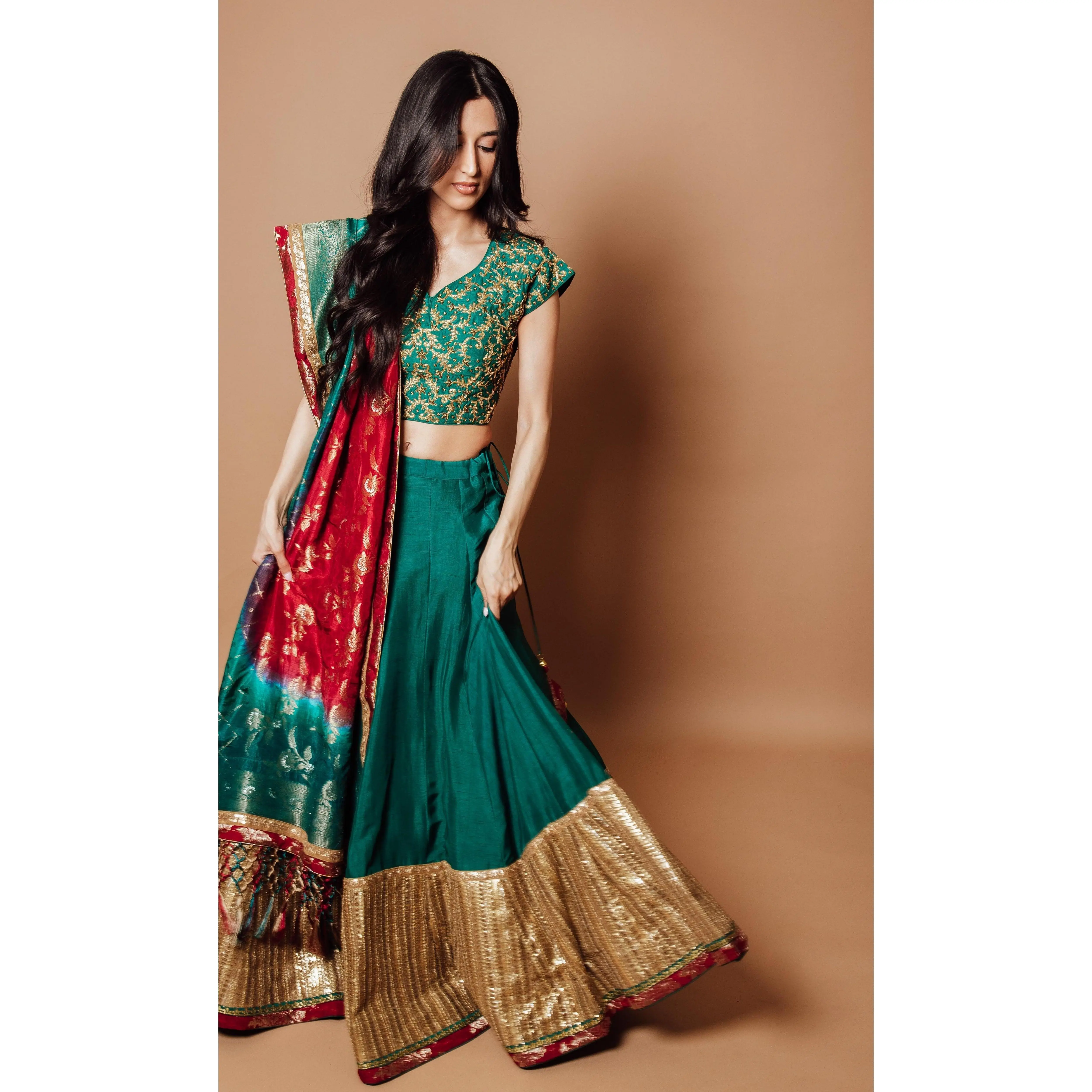 Mishu Green Lehenga with Banarasi Dupatta