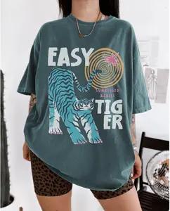 Comfort Colors Sun-kissed Tiger UNISEX T-shirt : Retro Tiger Graphic Tee, Summer boho beach vibe