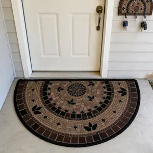 American Retro Half Round Entrance Rug, Mosaic Entryway Mat, Comfortable Half Round Carpet, Hand Wash Only, Suitable for Living Room Bedroom