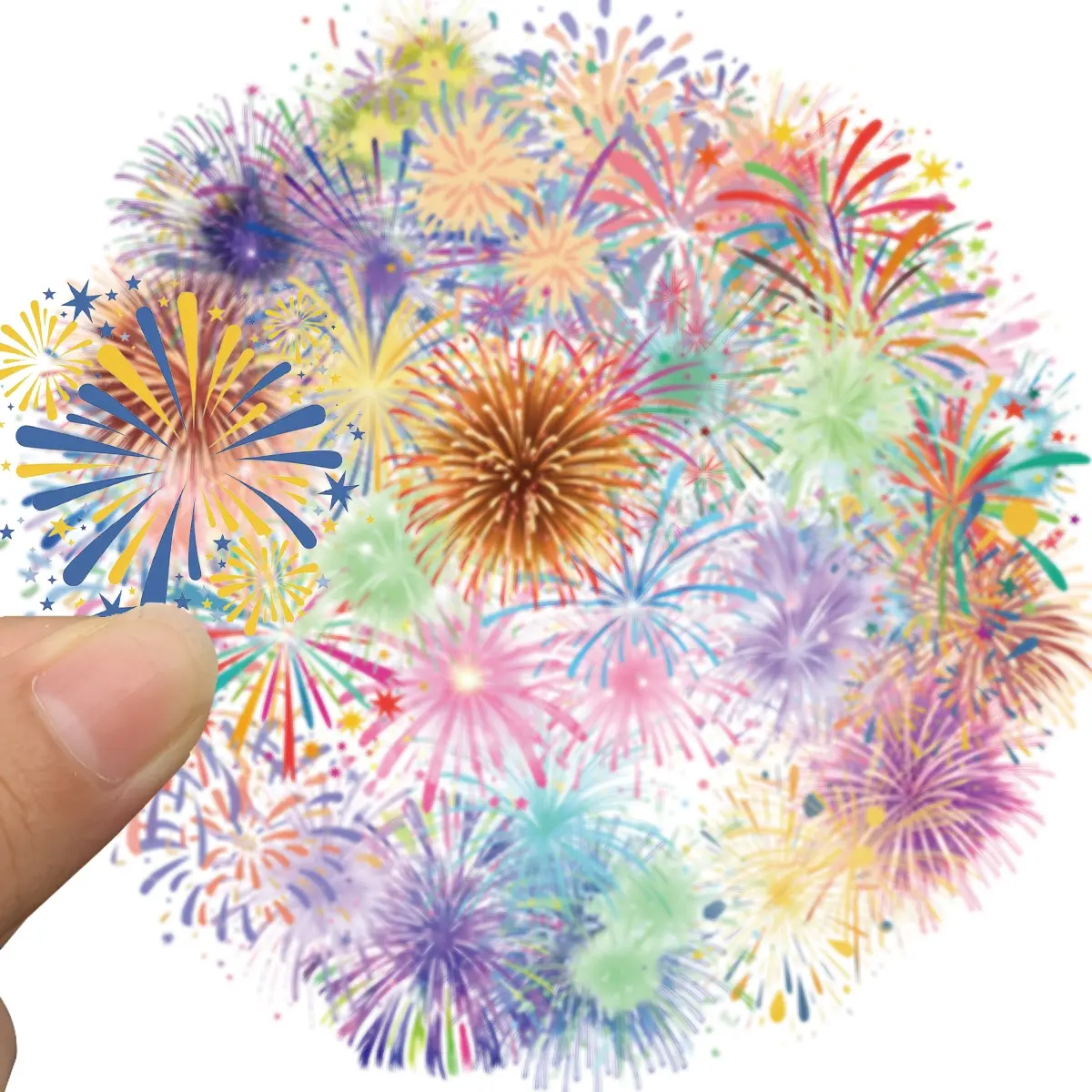 50pcs Fireworks Decals, Beautiful Vinyl Stickers for Teens & Kids, DIY Gift & Party Favors
