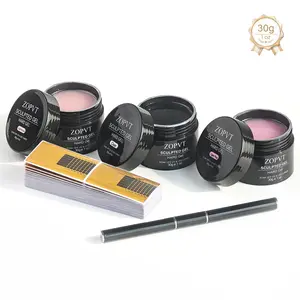 Acrylic Nail Gel Kit, Transparent Hard Gel for Nail Extension, Includes 100 Nail Shapes & Dual Brush, DIY at Home Manicure Set, Nail Art Tools, Poly Gel Kit