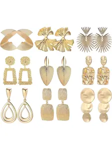 9 Pairs Clip on Earrings for Women Fashion Clip Earrings Dangle Geometric Exaggerated Statement Earrings No Piercing Fake Earrings Earrings Set