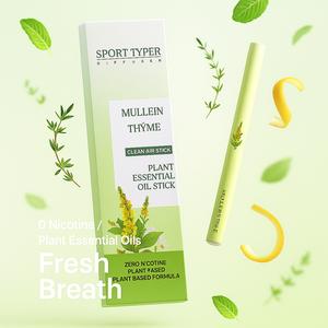 Sport Typer Mullein Thyme Plant Essential Oil Stick - Zero Nicotine, Plant-Based Formula for Stress Relief & Energy Boost Aromatherapy Chews