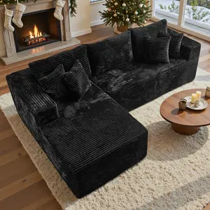 【2 Packages Shipping】CAODOC Oversized Bonelee 108" Cloud Couch with L Shaped Couch Modern Modular Sectional Sofa Set with Deep Seat Plush Corduroy Upholstered Couches for Living Room Bedroom,Wassily Chair,No Assembly Required