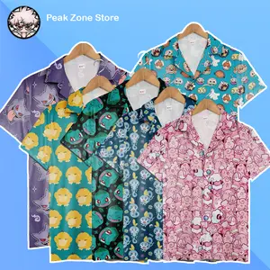 Funny Hawaiian Shirt Unisex Aloha Summer Trip Family Outfit, Type Button Up Hawaiian Shirt, Sobble Hawaiian Shirt, Blastoise Messon Water Pattern Aloha Beach Shirt Short