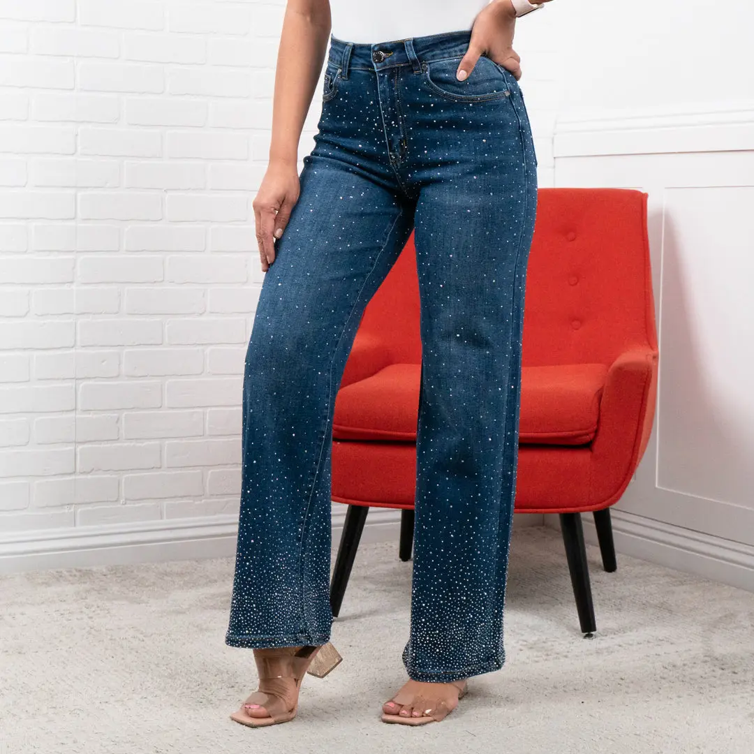 Luz Sparkle High Waisted Rhinestone Jeans 30" INSEAM Luz Sparkle High Waisted Rhinestone Jeans 30" INSEAM