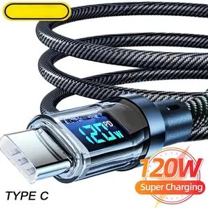 100W USB C 120W USB A charging cables with LED display screen, USB C=C-C，USB A=A-C,not for Xiaomi iPhone Samsung