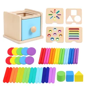 Children Wooden Puzzle Educational Toys | Color Shape Classification All-In-One Matching, Wooden Stick Sorting Stacking Board Games, Ideal for Easter, Thanksgiving, Christmas Gifts for Over