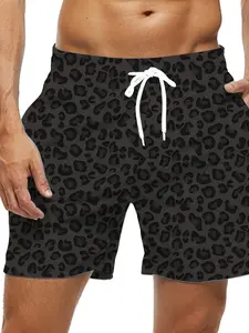 Men's Fashion Leopard Print Shorts, Casual Summer Lightweight Comfortable Breathable Quick-Dry Pants