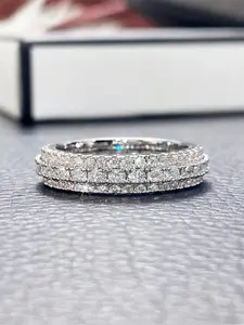 Elegant Artificial Zircon Ring, Sparkling Zircon Inlay, Fashion Accessories for Women, Trendy All-match & Exquisite Jewelry for Birthday Gift, Elegant Engagement Ring