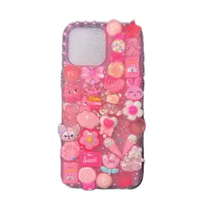 Pinky Doo Junk Case iPhone - Cute Pink Design with Charms and Glitter for Girls