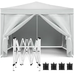 Donext 10x10' Folding Canopy with 4 Removable Sidewalls Outdoor Event Shelter UPF 50+ Gazebo Portable Tents for Parties Beach Camping Wedding EZ Pop Up Canopy 4pcs Weight Bag & Carry Bag