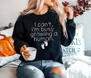 I Can't I'm Busy Growing A Human Sweatshirt, Funny Pregnancy Sweater, Maternity Sweatshirts, Cute Maternity Sweaters,Men Woman Unisex Crew