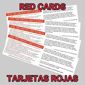 RAZA Red Cards - Usted Tiene Derechos Constitucionales - TARJETA ROJA IN SPANISH