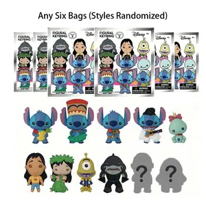 6PCS Disney Officially Licensed Stitch Series 2 Surprise Bag Cute Anime Characters Keychain Book Bag Charm Stitch Or Random Other Characters Mysterious Blind Bag Series Surprise Gift Anniversary