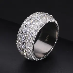 Unisex Iced Out Moissanite Rings For Man Hip Hop Jewelry luxury S925Ring Pave Setting Man Jewelry Accessories