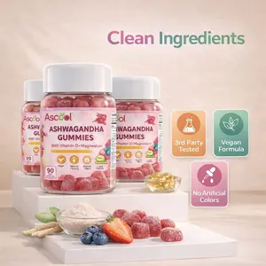 Ascool Ashwagandha Probiotics Gummies with Vitamin D & Magnesium - 90 Servings - Sugar-Free, Gluten-Free, Non-GMO - Stress Relief & Brain Booster - Mixed Berry Flavor - Optimum Wellness Supplement