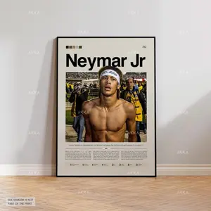 Neymar Jr Poster, Neymar Santos Print, Framed O'Ney Art, Football Fan Gift Idea, Neymar Jr Decor, Football Santos Poster