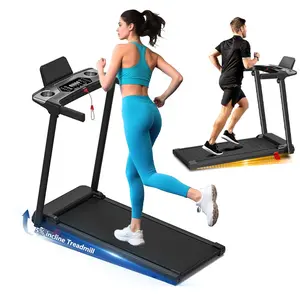 Treadmill with 5% Incline, 3-in-1 Portable Treadmills for Home Small, Incline Walking Pad Treadmill with Handle Bar, Walking Pad Foldable with 3.0HP Quiet Brushless, LED Dispay, 300LBS Capacity, 5 Layers Shock-Absorbing