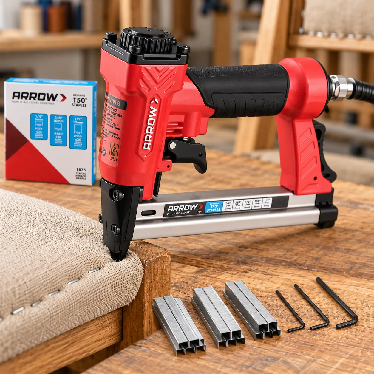 Arrow Pneumatic Staple Gun, Air Stapler with 3750 Pieces T50 Staples