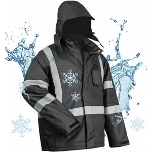 100% Waterproof Safety Jackets for Men, Hi Vis Reflective Work Jackets, Construction Rain Coats for Cold Weather