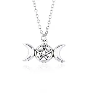 Alloy necklace symmetrical moon hexagram pendant necklace for women daily wear Mother's Day gift