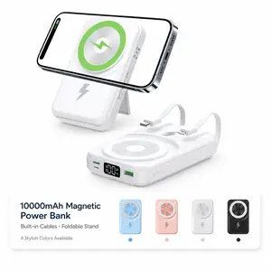 ArtCyber Magnetic Powerbank 10000mAh - Foldable, Dual Cable, 5 Device Charging, 22.5W Wired/15W Wireless, Smart LED Display, iOS & Android Compatible, Compact & Portable
